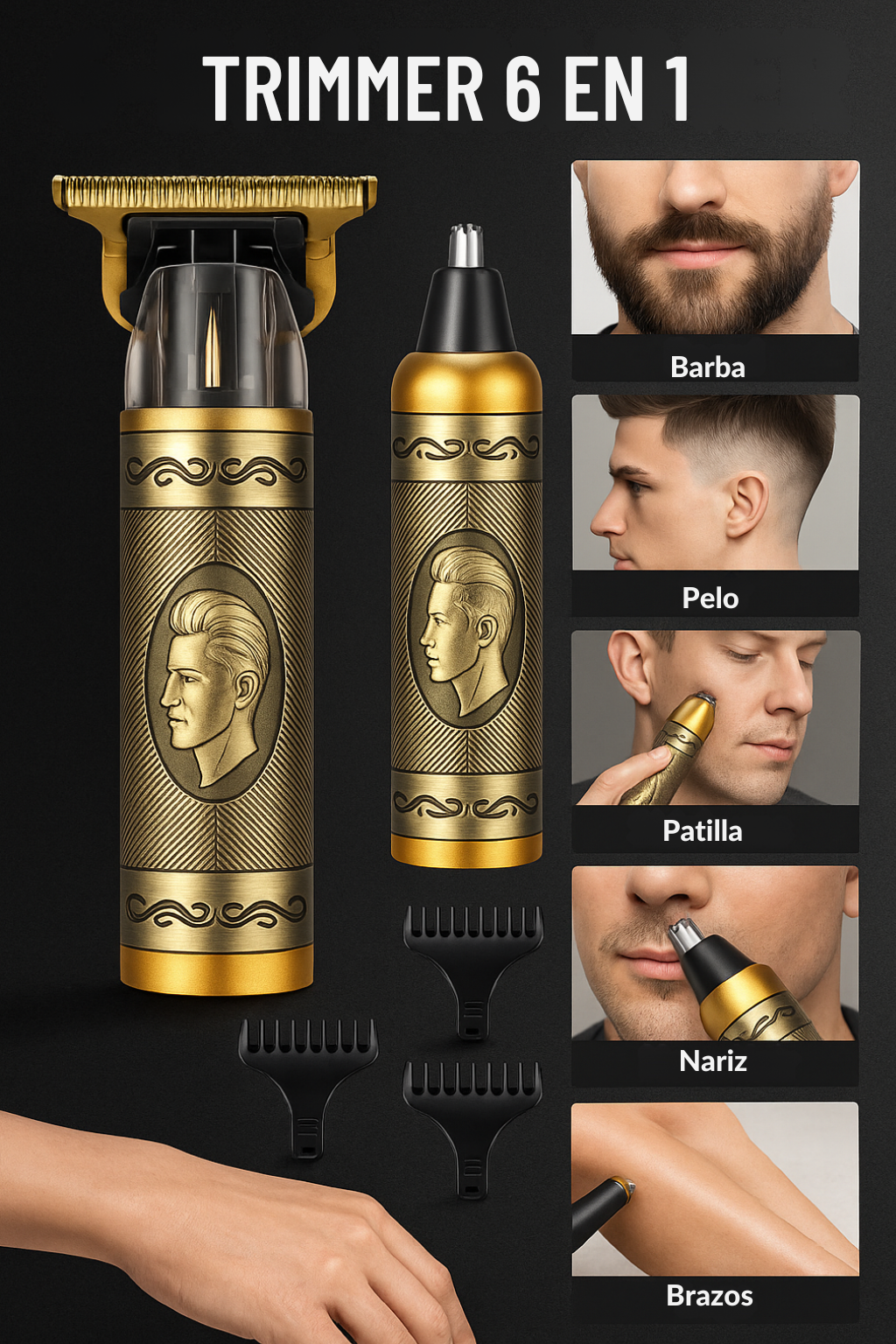 AFEITADORA 6 EN 1 ( BARBA, CABELLO, NARIZ, PATILLAS, BRAZOS, Y PIERNAS ) TRIMMER 6 EN 1